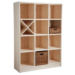 Bibliothèque 12 cases en épicéa brut