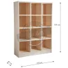 Bibliothèque 12 cases en épicéa brut
