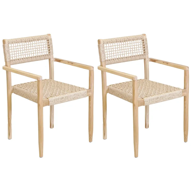 Fauteuil en teck et cannage synthétique BAIA (Lot de 2)