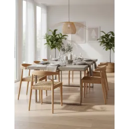 Fauteuil en teck et cannage synthétique BAIA (Lot de 2)