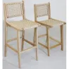 Tabouret bar en teck naturel et cannage BAIA (Lot de 2)