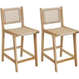 Tabouret de bar en teck naturel BAIA (Lot de 2)
