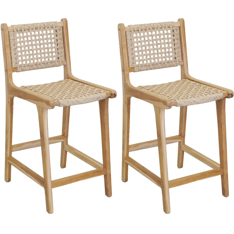 Tabouret de bar en teck naturel BAIA (Lot de 2)
