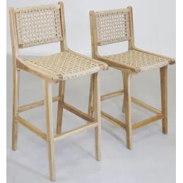 Tabouret de bar en teck naturel BAIA (Lot de 2)