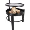 Brasero en métal avec grille de cuisson intégrée