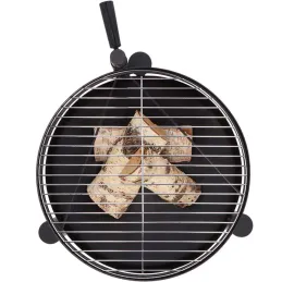 Brasero en métal avec grille de cuisson intégrée
