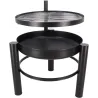 Brasero en métal avec grille de cuisson intégrée
