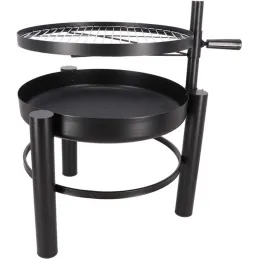 Brasero en métal avec grille de cuisson intégrée