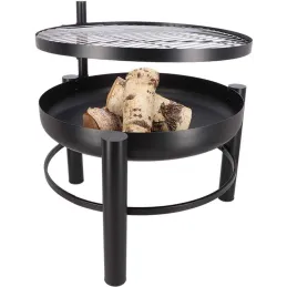 Brasero en métal avec grille de cuisson intégrée