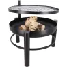 Brasero en métal avec grille de cuisson intégrée