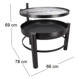 Brasero en métal avec grille de cuisson intégrée