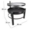Brasero en métal avec grille de cuisson intégrée