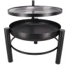 Brasero en métal avec grille de cuisson intégrée