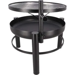 Brasero en métal avec grille de cuisson intégrée