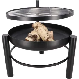 Brasero en métal avec grille de cuisson intégrée