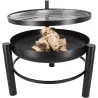 Brasero en métal avec grille de cuisson intégrée