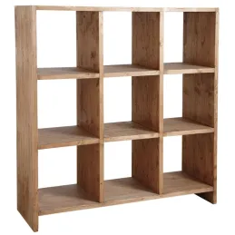 Bibliothèque 9 cases en épicéa ciré miel