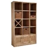 Bibliothèque 12 cases 3 portes en épicéa ciré miel