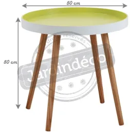 Table d'appoint ronde en bois et MDF laqué vert anis