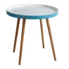Table d'appoint en bois et MDF laqué bleu