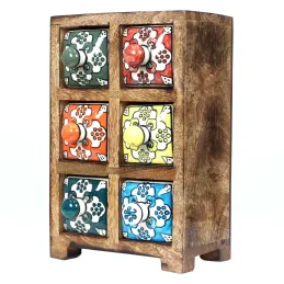 Petit meuble de rangement 6 tiroirs colorés