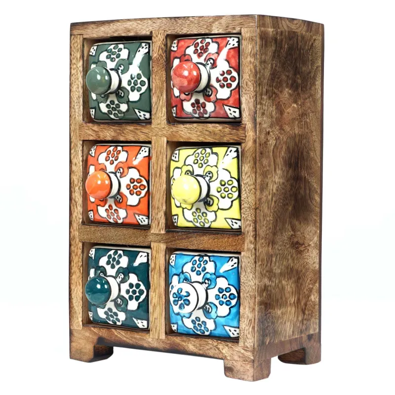 Petit meuble de rangement 6 tiroirs colorés