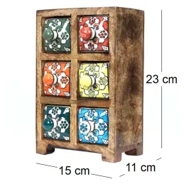 Petit meuble de rangement 6 tiroirs colorés
