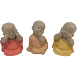 Bouddha décoratif voit entend et parle Pastel (Lot de 3)