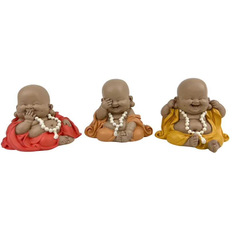 Bouddha décoratif voit entend et parle rieurs (Lot de 3)