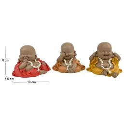 Bouddha décoratif voit entend et parle rieurs (Lot de 3)