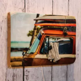 Décoration murale ou à poser en bois émaillé Surf