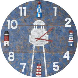 Horloge en bois Phare 50 cm