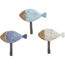 Patères en bois et métal Poissons (Lot de 3)