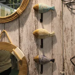 Patères en bois et métal Poissons (Lot de 3)