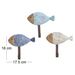 Patères en bois et métal Poissons (Lot de 3)