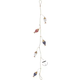 Guirlande poissons en bois et ancre 1.30 m