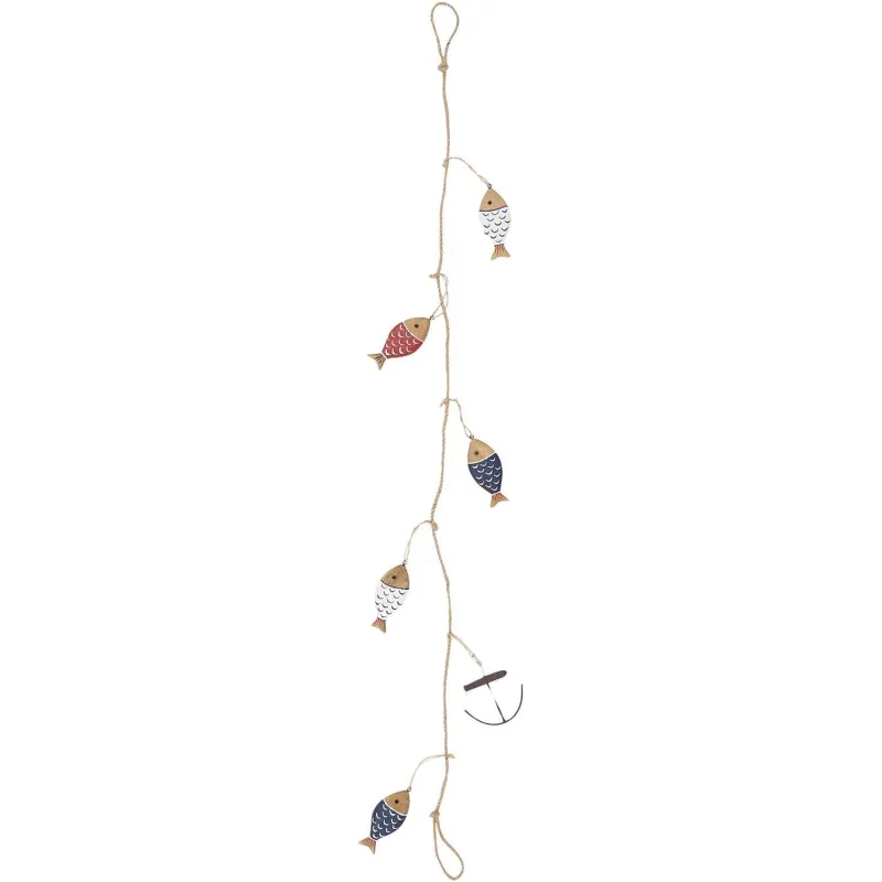 Guirlande poissons en bois et ancre 1.30 m