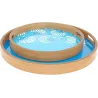 Plateaux en bois émaillé Coquillages (Lot de 2)