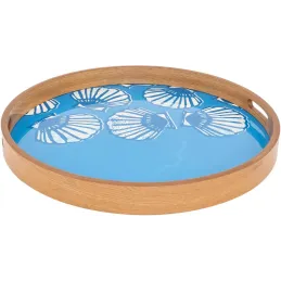 Plateaux en bois émaillé Coquillages (Lot de 2)