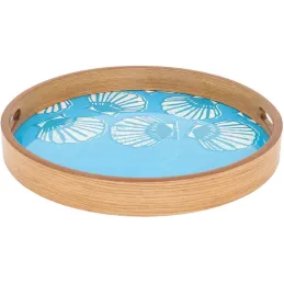 Plateaux en bois émaillé Coquillages (Lot de 2)