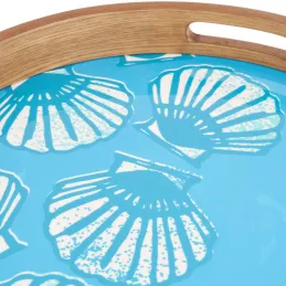 Plateaux en bois émaillé Coquillages (Lot de 2)
