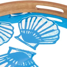 Plateaux en bois émaillé Coquillages (Lot de 2)