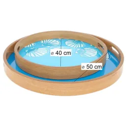Plateaux en bois émaillé Coquillages (Lot de 2)