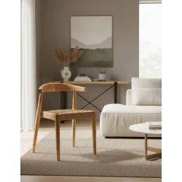 Fauteuil en teck naturel et jute