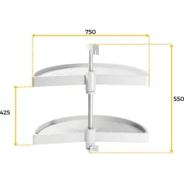 Jeu de plateaux tournants demi-lune blanc Shelvo