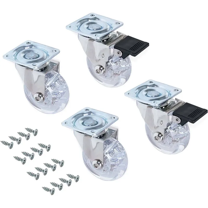 Roulette transparente avec platine Slip (Lot de 4)