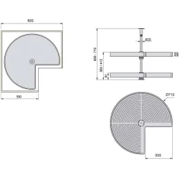 Plateau tournant blanc 2 niveaux pour module de cuisine Shelvo