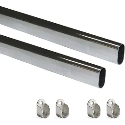 Tube de penderie en acier 30 x 15 mm (Lot de 2)