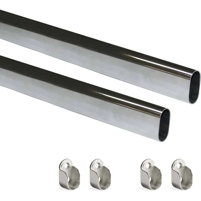 Tube de penderie en acier 30 x 15 mm (Lot de 2)