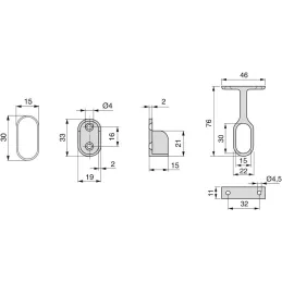 Tube de penderie en acier 30 x 15 mm (Lot de 2)